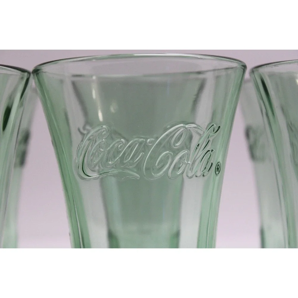 Vintage Coca-Cola Green‎ Glass Tumbler Set 6 Retro Collector Drinkware